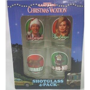 National Lampoon's Christmas Vacation Set of 4 Shot Glass Clark Griswold 1.5 oz